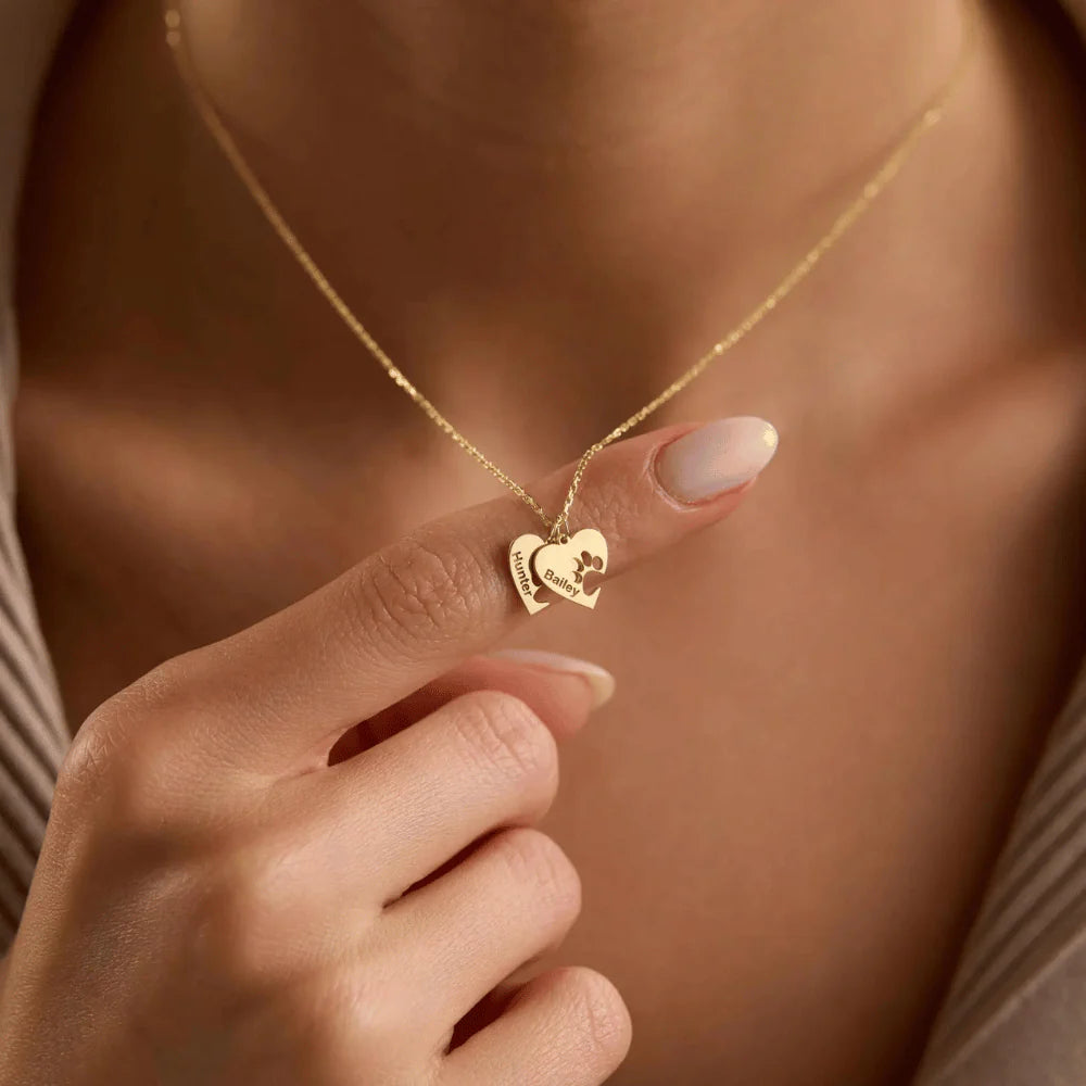 Personalizovaný náhrdelník se srdíčkem a tlapičkou