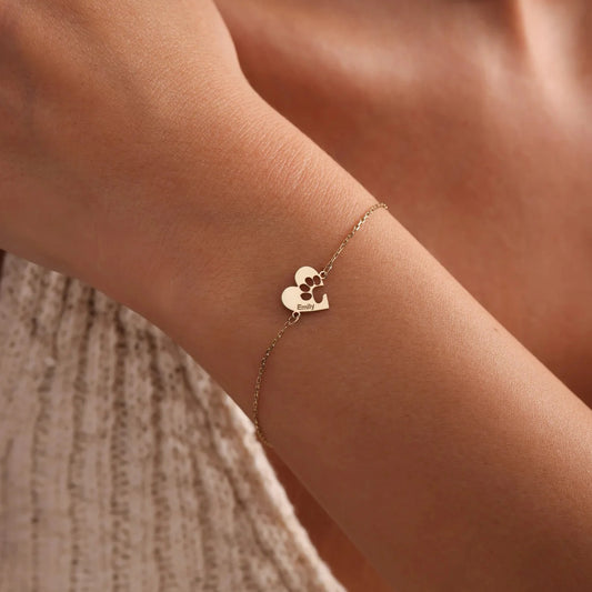 Personalizovaný náramek se srdíčkem a tlapičkou